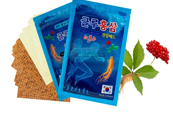 Cao dán hồng sâm Hàn Quốc màu xanh x 10 túi giúp giãn cơ, giảm đau